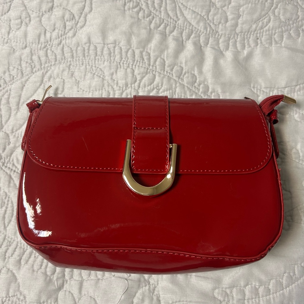 Red Patent Leather Women's clutch or crossbody (never worn)